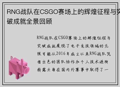 RNG战队在CSGO赛场上的辉煌征程与突破成就全景回顾